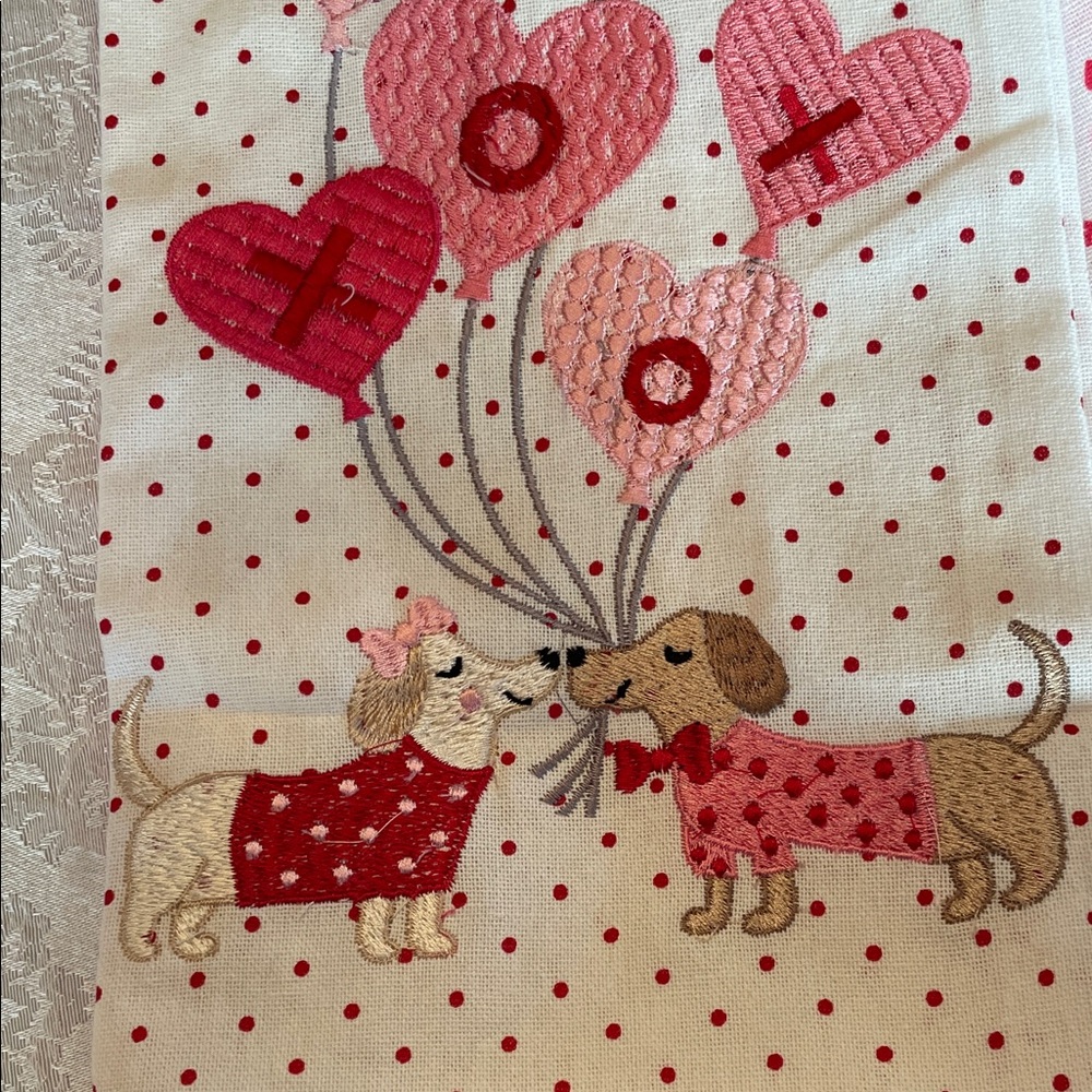Dachshund Valentine's Day Kitchen Towel and Oven Mitt Set - Picture 2 of 7